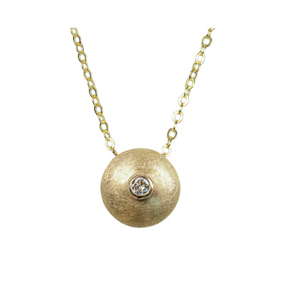 Goldanhänger mit braunem Brillanten mit Goldkette