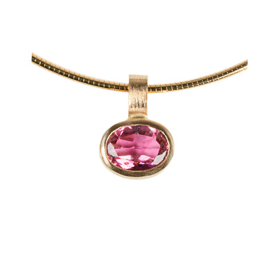 Goldanhänger mit rosa Turmalin mit Goldreif