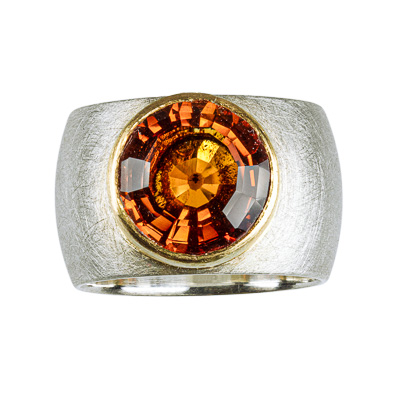 Silberring mit Citrin in Gelbgold Fassung
