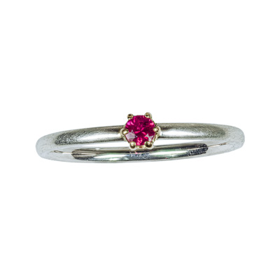 Silberring mit Rubin in Gelbgold Fassung