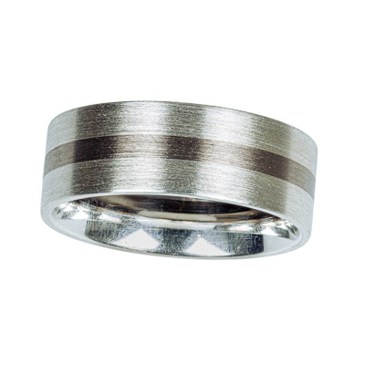 Trauring Silber mit Weißgoldstreifen