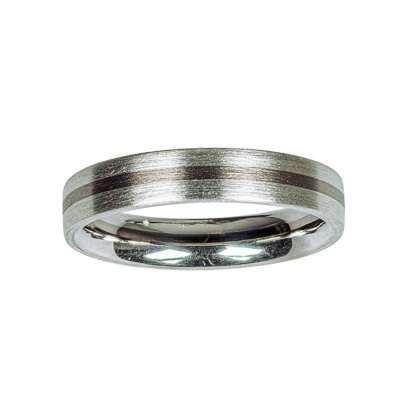 Trauring Silber mit Weißgoldstreifen