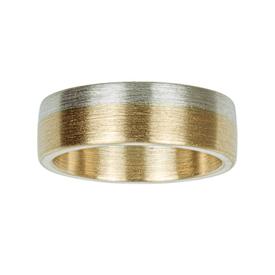Trauring Gelbgold und Silber